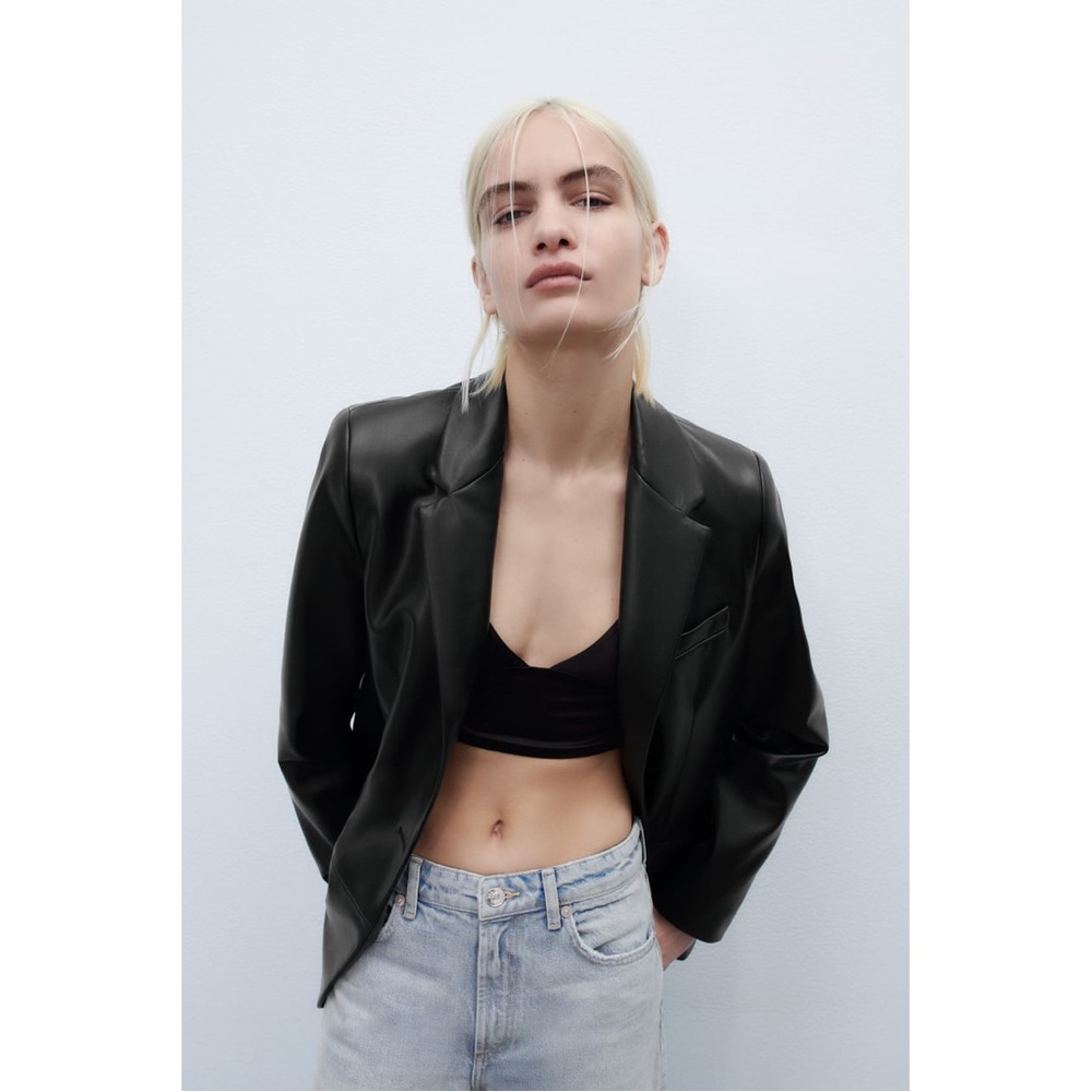 ZARA Faux Leather Blazer Medium